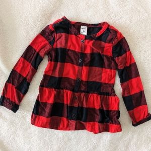 Carter's Red and Black Checkered Flannel Long Sleeve Button Up Shirt. Size 3T
